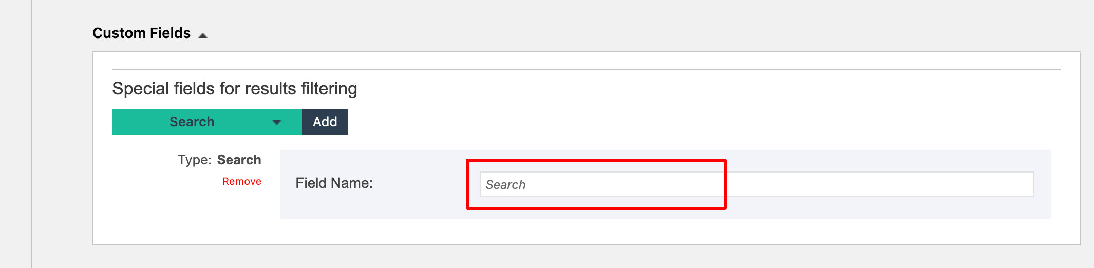 set the search field label name